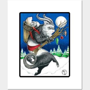 Ferret Krampus - Black Outlined Version Posters and Art